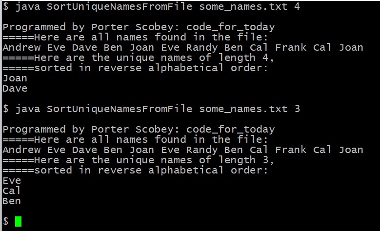 SortUniqueNamesFromFile screenshot