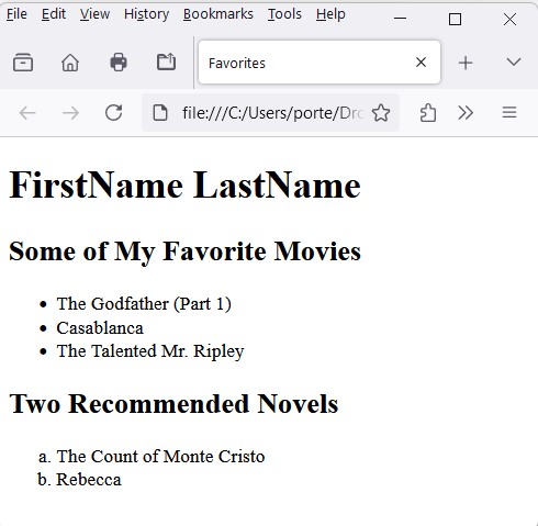 Favorite Movies and Novels